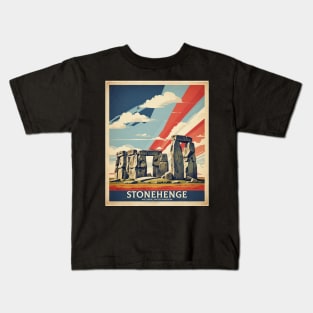 Stonehenge Wiltshire United Kingdom Vintage Travel Tourism Poster Kids T-Shirt